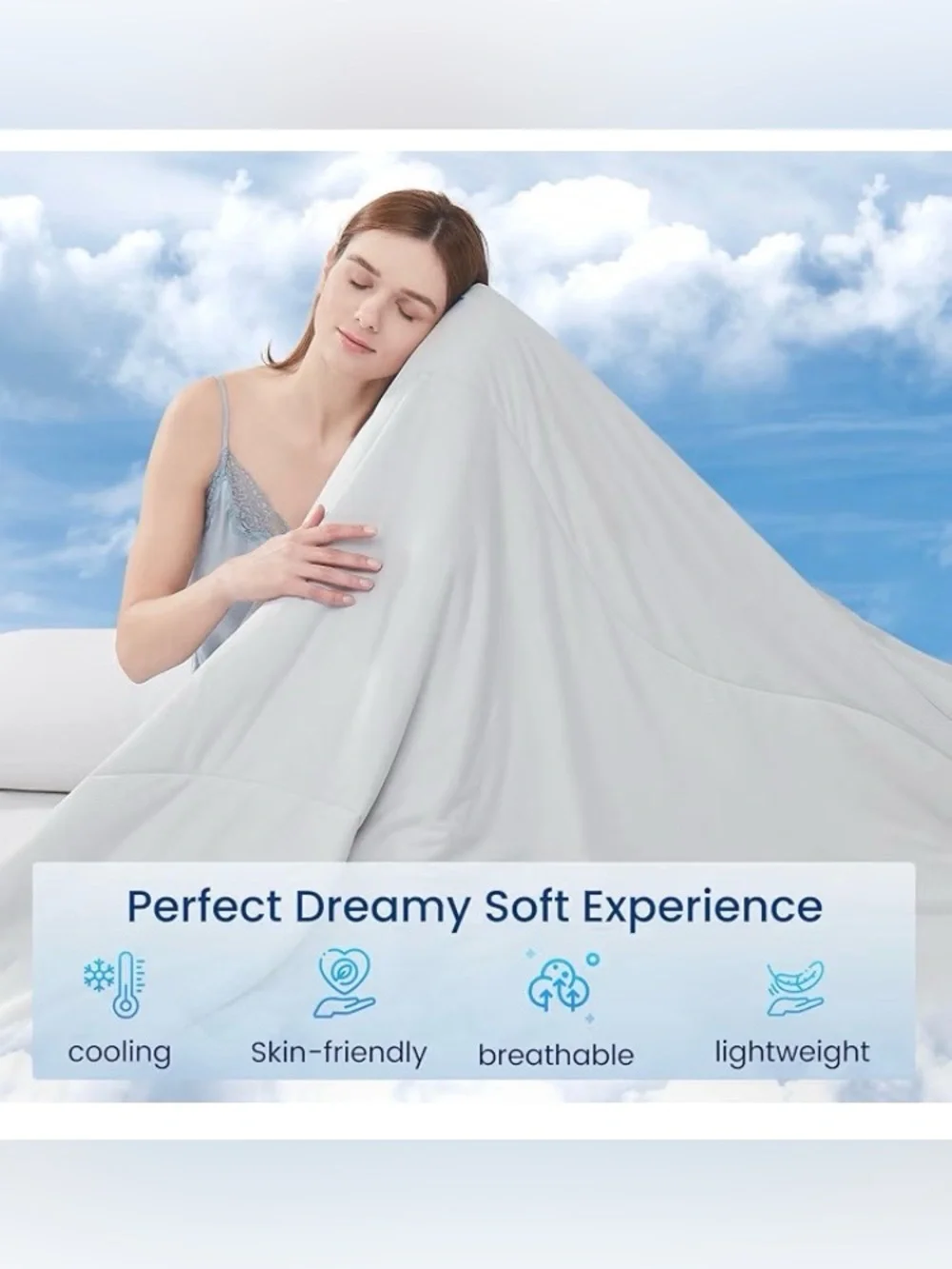 Cooling Comforter Queen Size -Cooling Blanket for Hot Sleepers, Light Grey